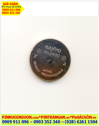Sanyo ML2430; Pin sạc 3V Lithium Sanyo CR2430 chính hãng /Xuất xứ NHẬT 